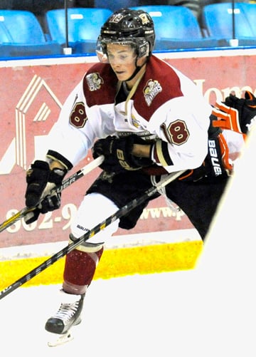 <who> Photo Credit: Lorne White/KelownaNow.com. </who>Kylar Hope scored once and assisted on two goals for the Warriors.