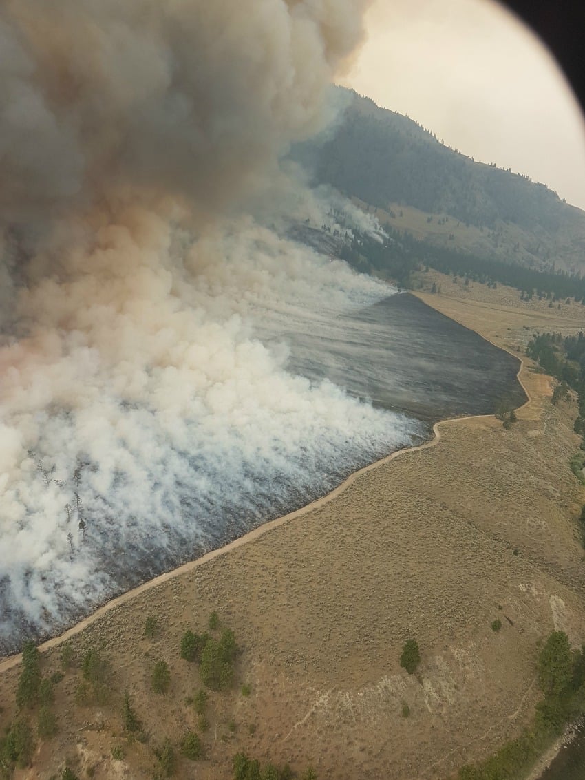 <who>Photo Credit: BC Wildfire Service</who>Burn off operation of the east flank of the fire. 