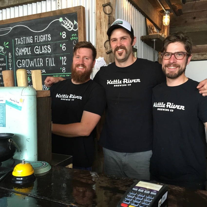 <who> Kettle River Brewing Co. Partners/Owners (l to r): Brandon Amond; Russ Higgs; Chris Dedinsky 