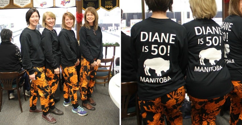 <who>Photo Credit: KelownaNow</who>Just four of the many ladies that came to support Diane Christensen of Manitoba, who turns 50 on Thursday.