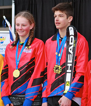<who>Photo Credit: Contributed </who>Alpine skiing gold medalists Hallie Jenkins and Isaac Athans.