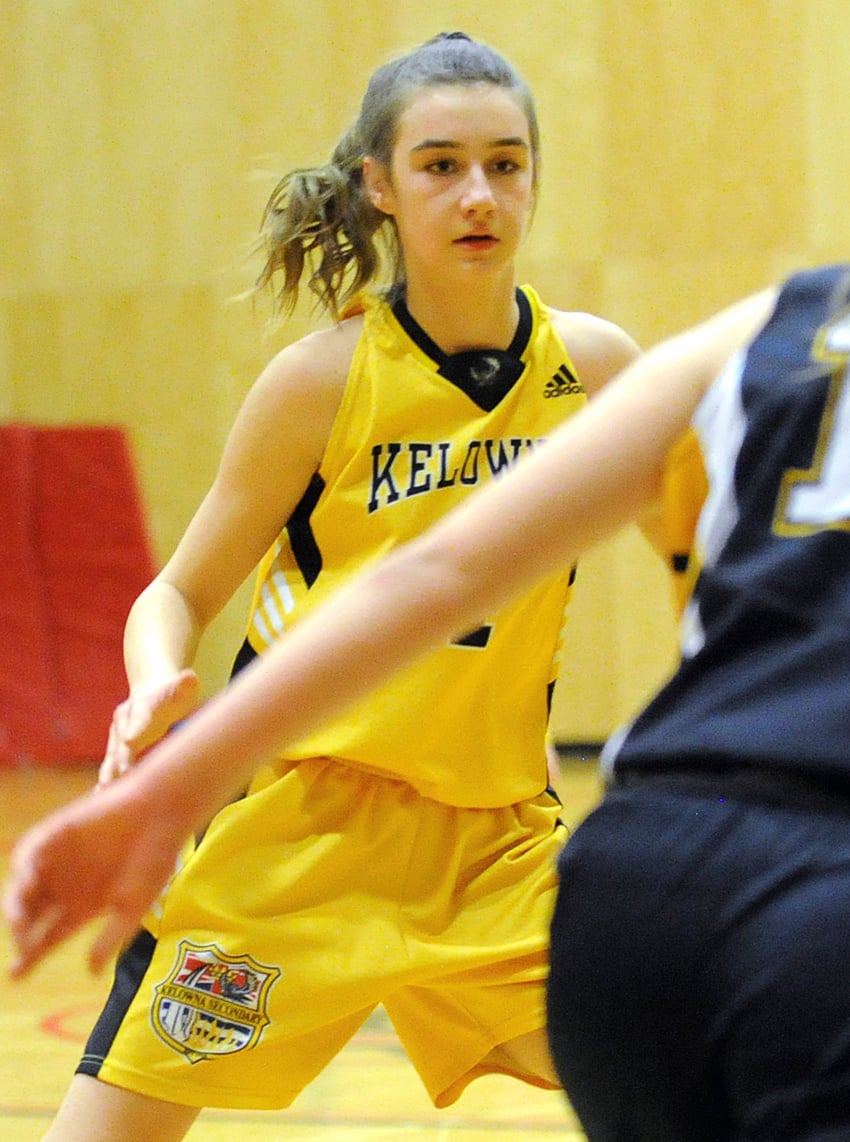 <who>Photo Credit: Lorne White/KelownaNow </who>Solid on defence, Katrina Fink also led the Owls with 24 points in the zone final vs OKM.
