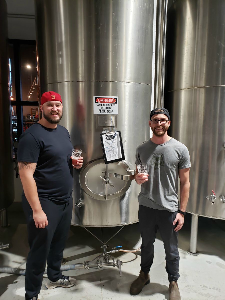 <who> Photo Credit: NowMedia </who> Counterflow Brewing's Jason and Kyle at Bad Tattoo.