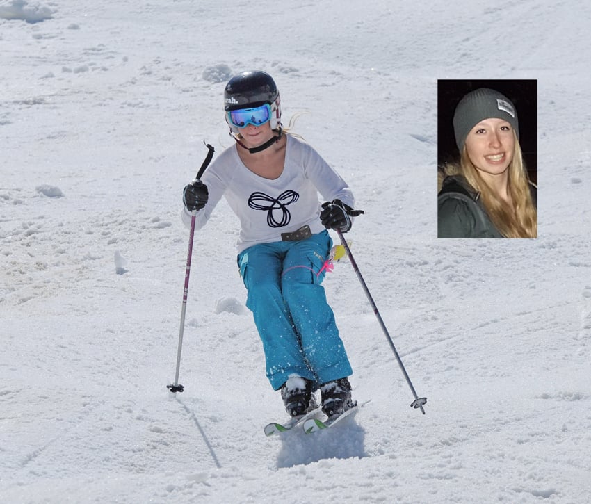 <who>Photo Credit: Contributed</who>Courtney MacDonald of Kelowna and the Apex Freestyle Club skied to four medals on her home mountain.