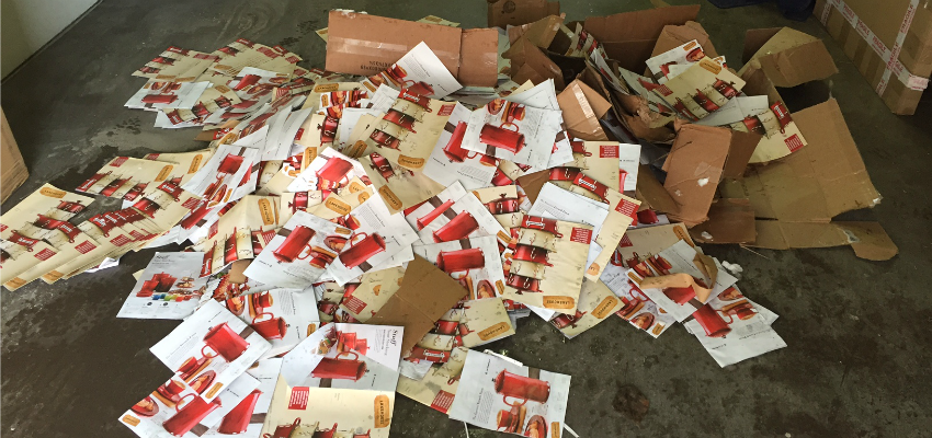 <who> Photo Credit: Contributed. </who> Six boxes, containing 450 flyers each, did not make it their intended households.
