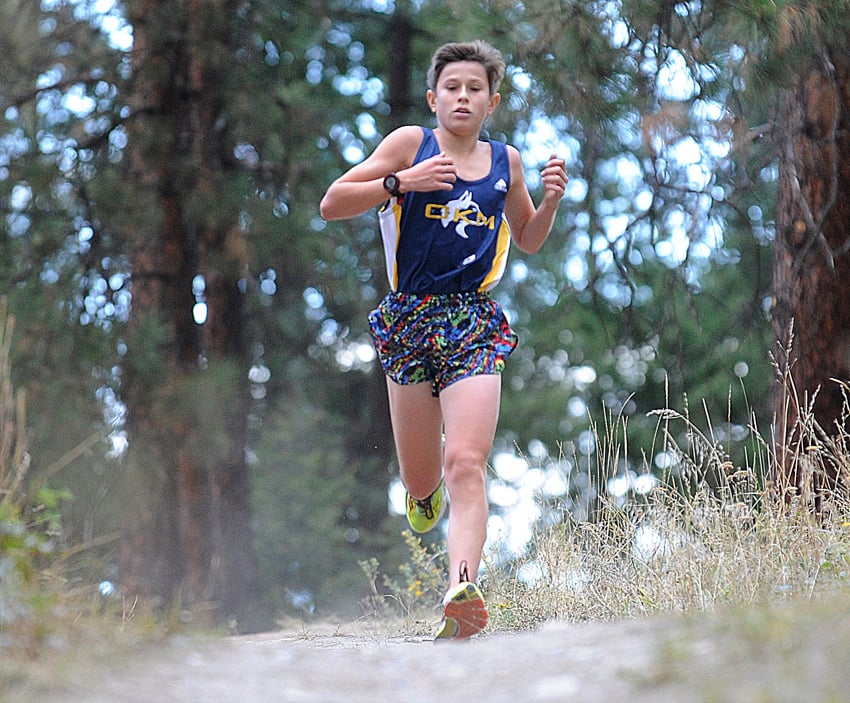 <who>Photo credit: Lorne White/Kelowna Now </who>Jacob Harris of Okanagan Mission Secondary led the field of senior runners over the six-kilometre course.