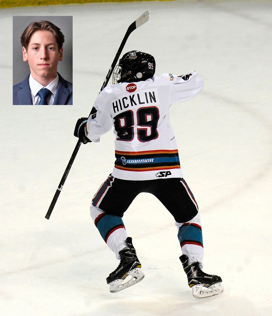 Cameron Hicklin of Kelowna leads the OK Rockets in playoff points after finishing first during the regular season.