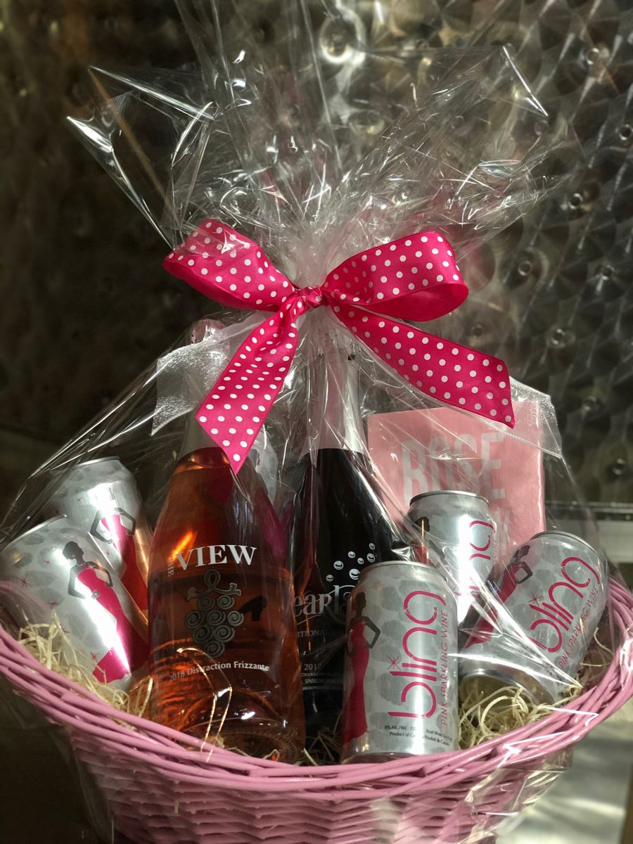 <who>Photo Credit: The View Winery</who> Tickled Pink Bubbly Basket