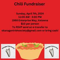 Okanagan Irish Society Chili Fundraiser