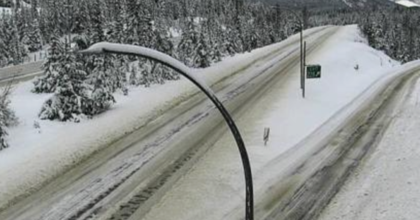 <who> Photo credit: DriveBC </who> The Britton Creek Rest Area on the Coquihalla before noon today.