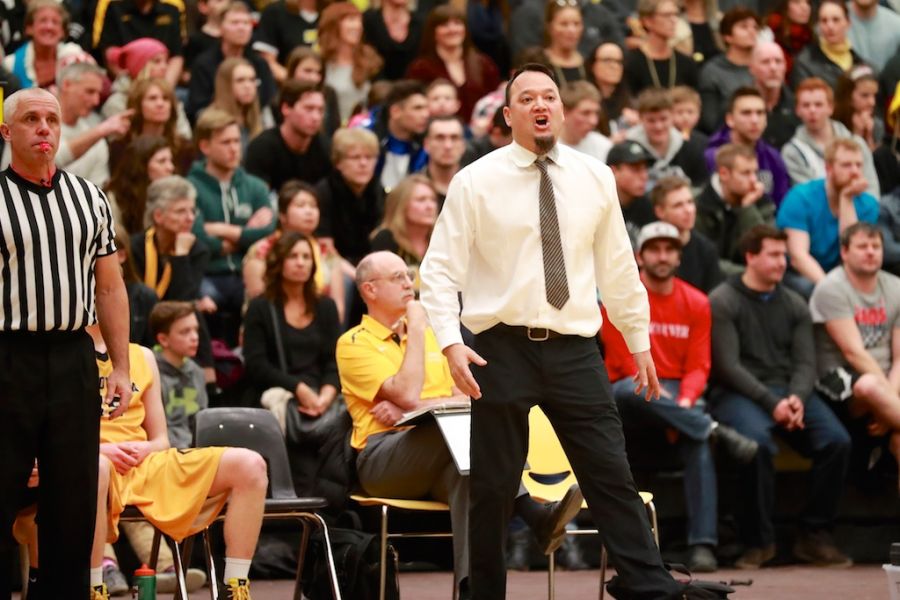 <who>Photo Credit: KelownaNow </who>KSS Owls' head coach, Harry Parmar, comes up a bit short against No. 1 Walnut Grove Gators