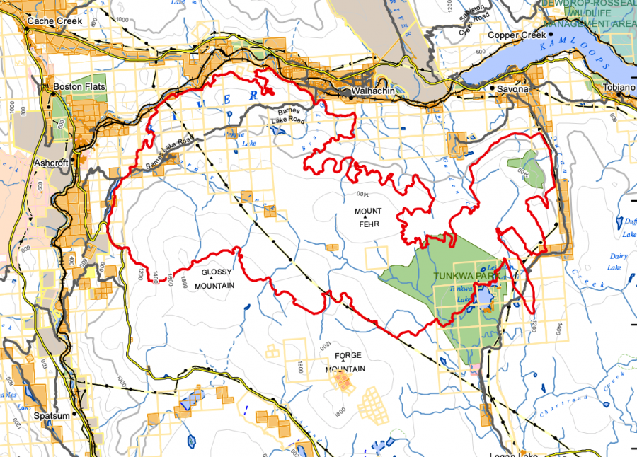<who> Photo credit: BCWS </who> The most recent perimeter map for the fire.
