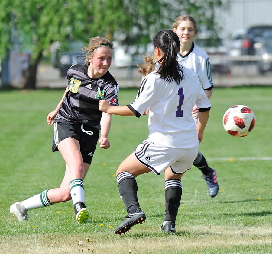 <who>Photo Credit: Lorne White/KelownaNow </who>Flora Watt scored twice for the Mustangs in the championship final.