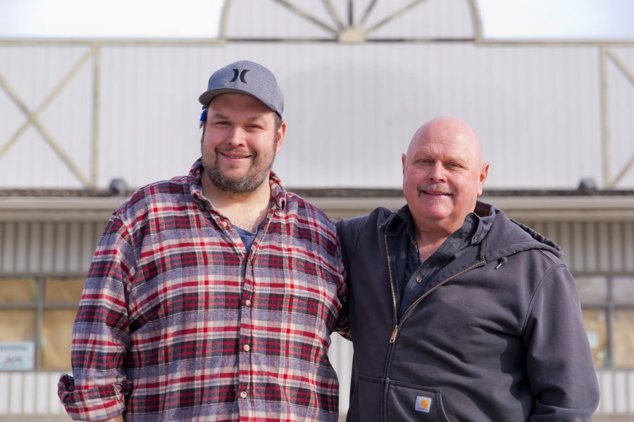 <who>Photo Credit: NowMedia</who> Owners Kyle and Mike Belich outside OK Falls' new full-service grocery store