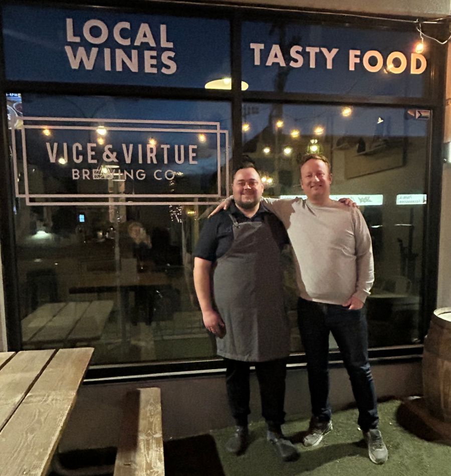 <who>Photo Credit: Contributed</who>Vice & Virtue - Chef Alex Seeback (L) and owner Matt Wentzell