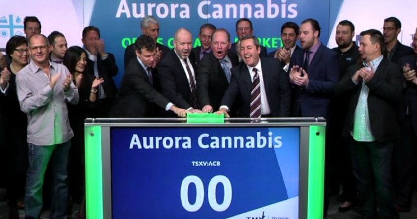 </who> Cannabis company Aurora trades under the ticker symbol "ACB" on the Toronto Stock Exchange. 