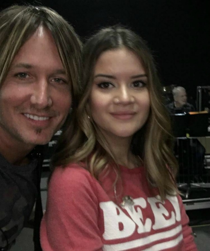 <who> Photo Credit: Keith Urban on Facebook. </who> Urban with Maren Morris, who will perform with him in Kelowna. 