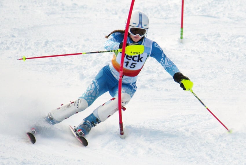 <who>Photo Credit: Contributed </who>Hallie Jenkins of Kelowna raced to a pair of gold medals in alpine skiing at the BC Winter Games in Penticton.