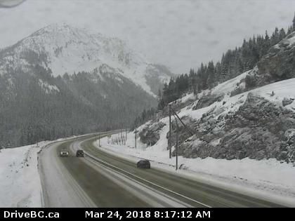 Coquihalla Summit, Hwy 5, about 7 km north of Zopkios Brake Check, looking south.
