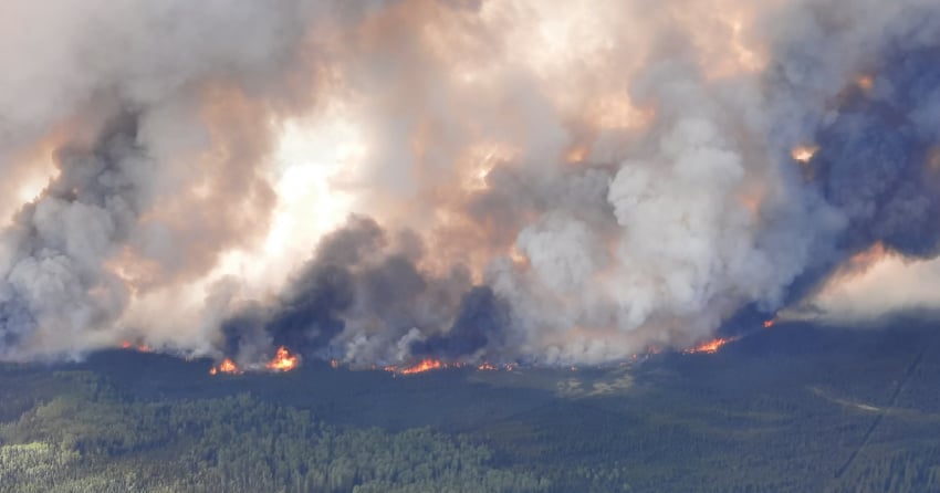 <who> Photo Credit: BCWS </who> Three smaller wildfires recently merged with the massive Donnie Creek wildifre.