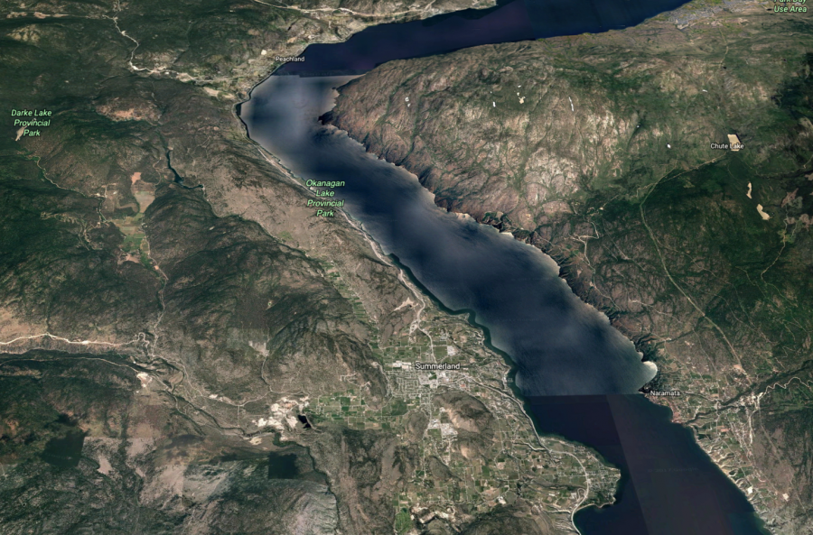 Photo credit: Google earth - showing terrain of the Finlay fire.