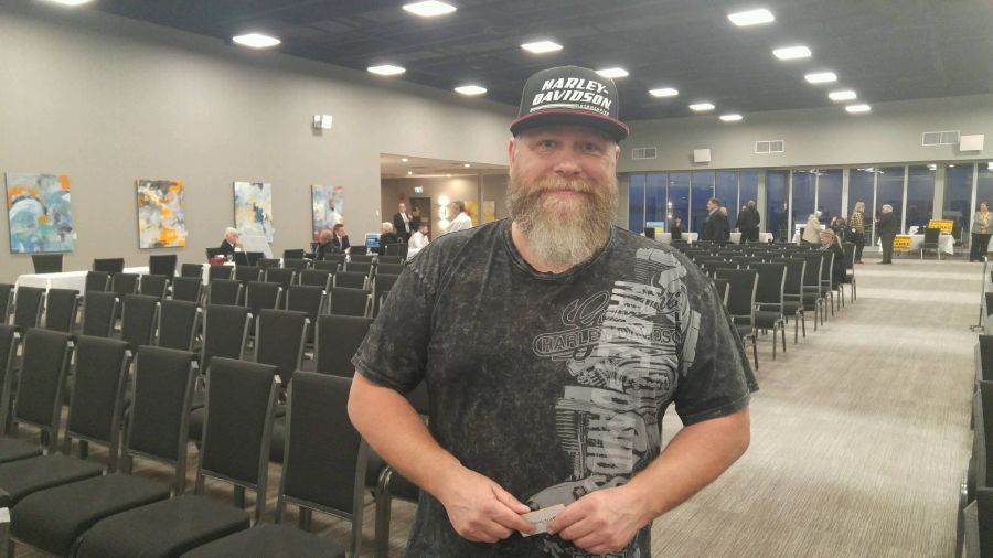 Penticton's Matthew Baran said he enjoyed meeting numerous candidates running for elected office at Tuesday's trade show .