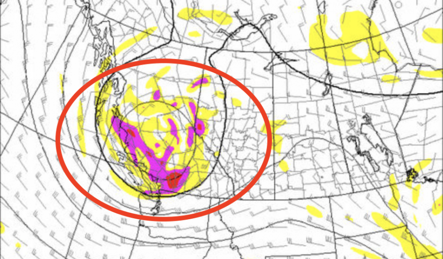 Friday’s 500mb chart over BC: Courtesy of Environment Canada