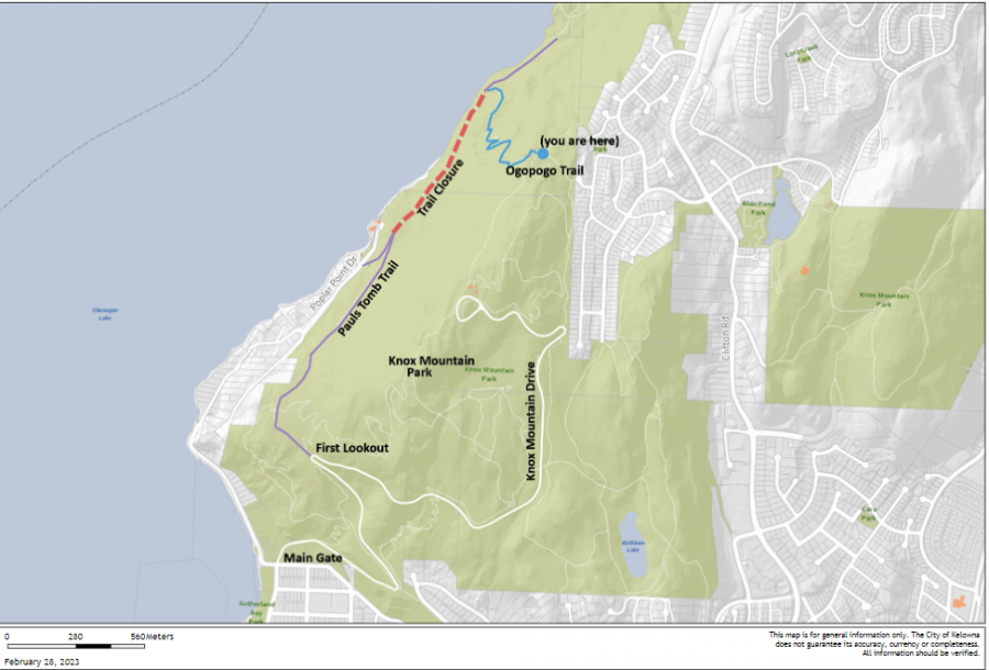 <who>Photo Credit: City of Kelowna</who>There are other ways to get to Paul's Tomb while the trail is closed.