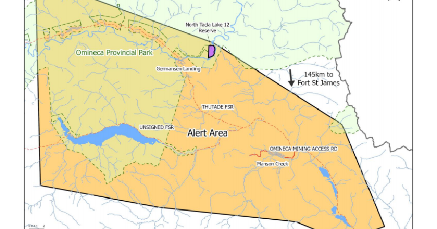 <who> Photo Credit: BC wildfire dashboard / Evacuation alert for area around the Mount Porter fire.