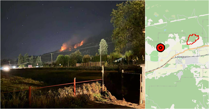 UPDATE: Wildfire east of Coldstream now held at 7.7 hectares