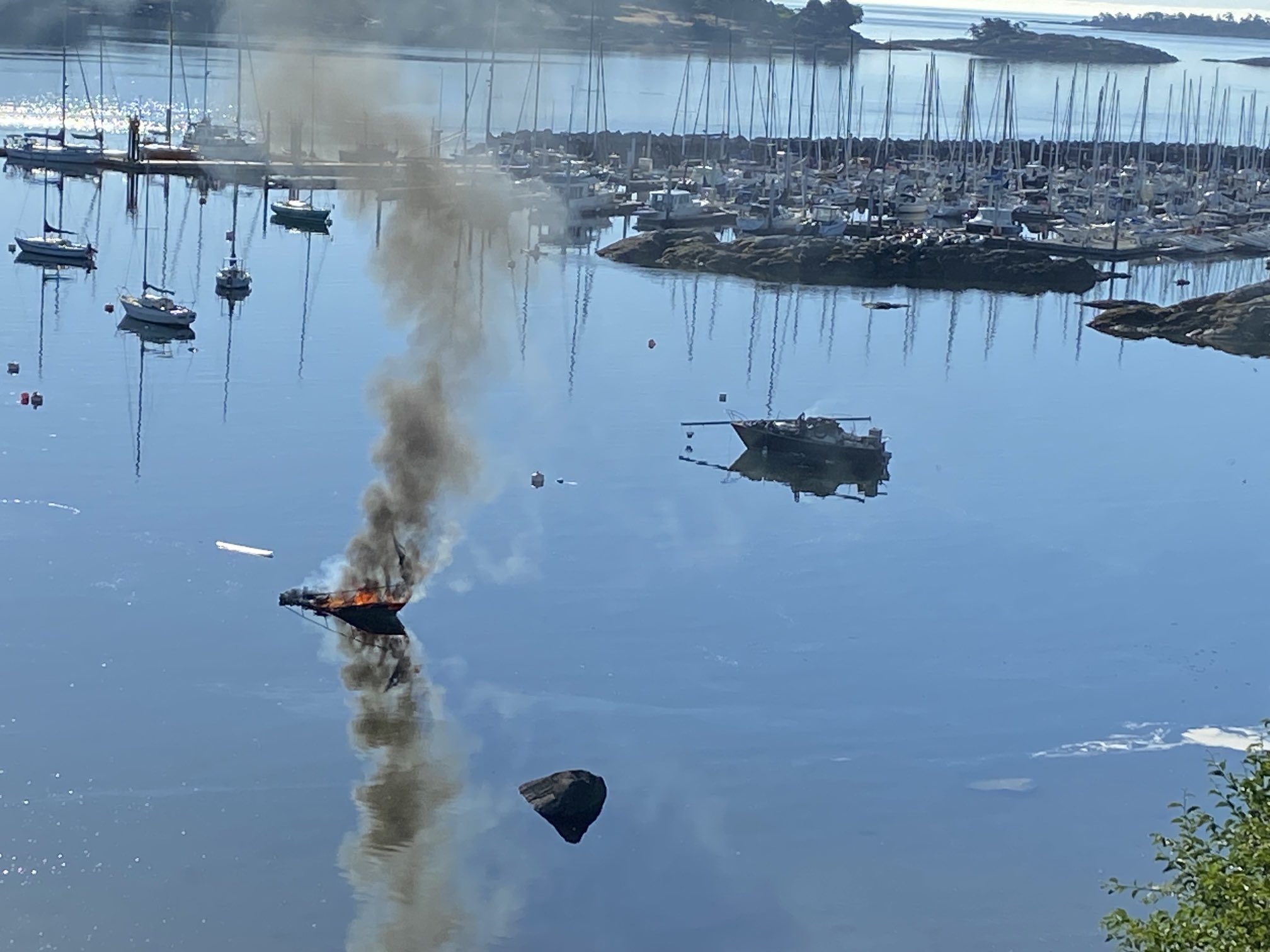 Firefighters responding to boat fire in Cadboro Bay