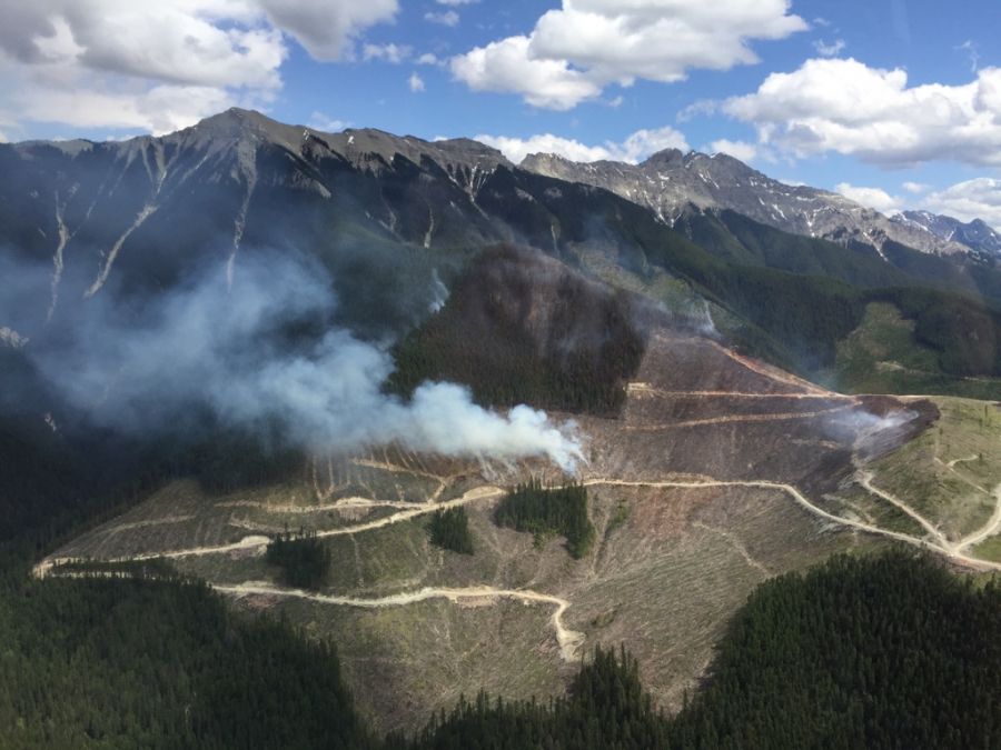 The wildfire is burning about 25 kilometres east of Fairmont Hot Springs.