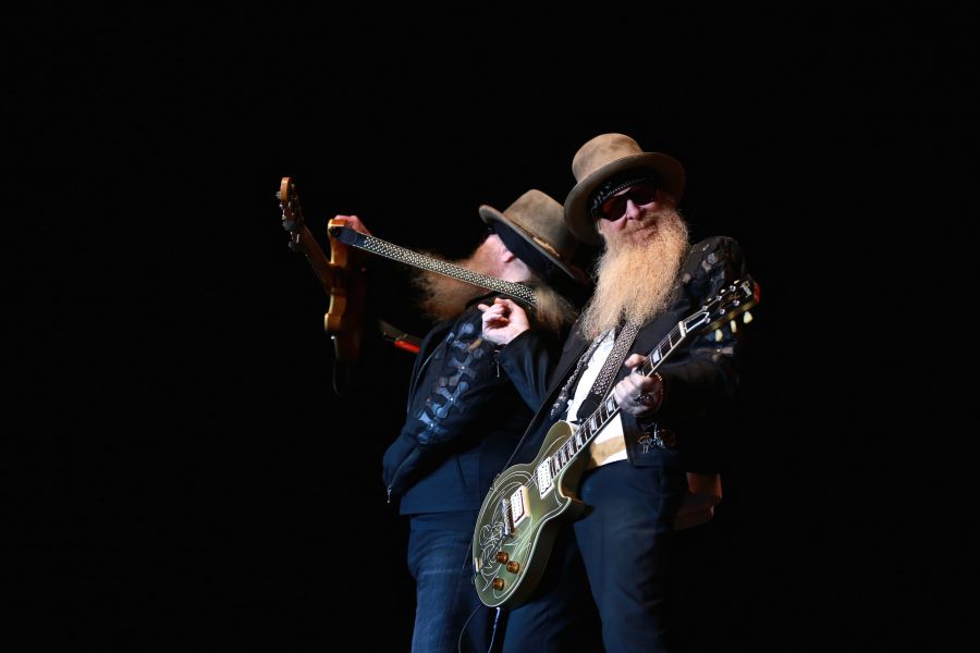 Dusty Hill and Billy Gibbons pose for the camera