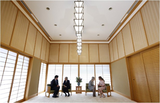 Trudeau meeting with the Emperor and Empress of Japan.