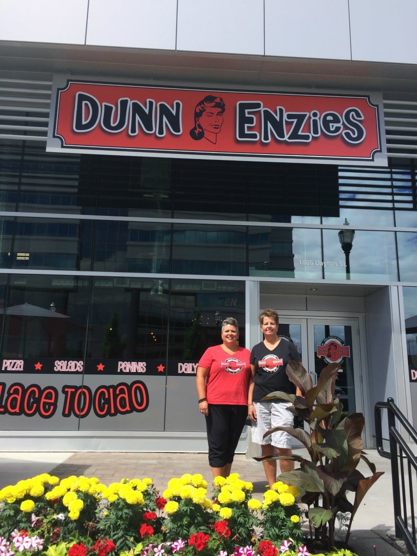 <who> DunnEnzies Pizza Owners ( r to l) Deb Dunnigan and Karyn MacKenzie 