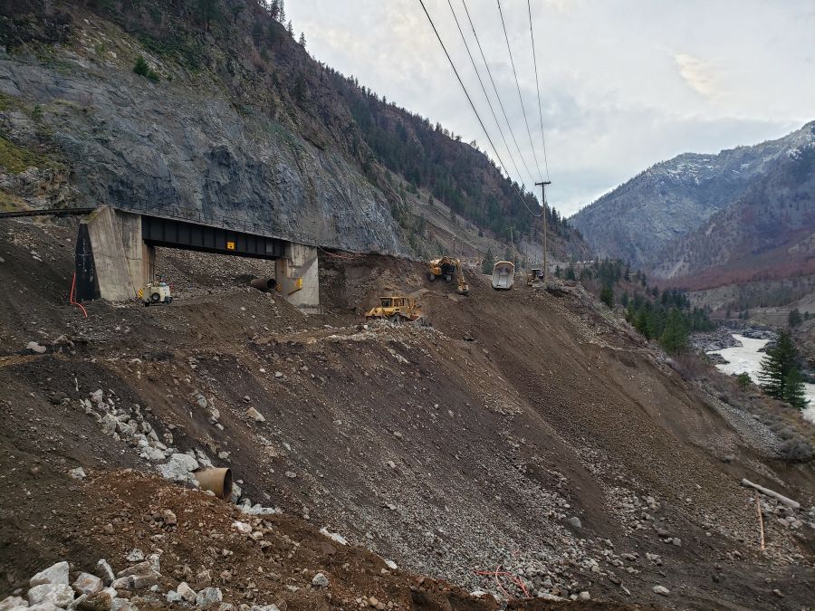 <who>Photo Credit: Government of BC</who>Repairs are underway on Hwy 1 at Tank Hill.