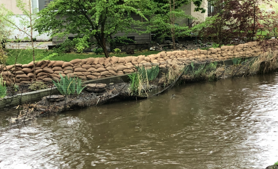 <who>Photo credit: KelownaNow</who>Mill Creek at the Buckland Avenue on May 9, 2018.