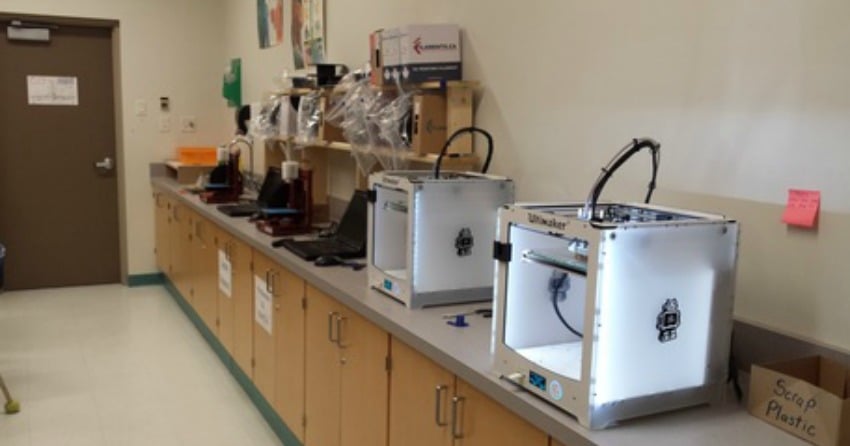 <who>Photo Credit: Dan Massey website</who>3D printers used in Massey's classes.