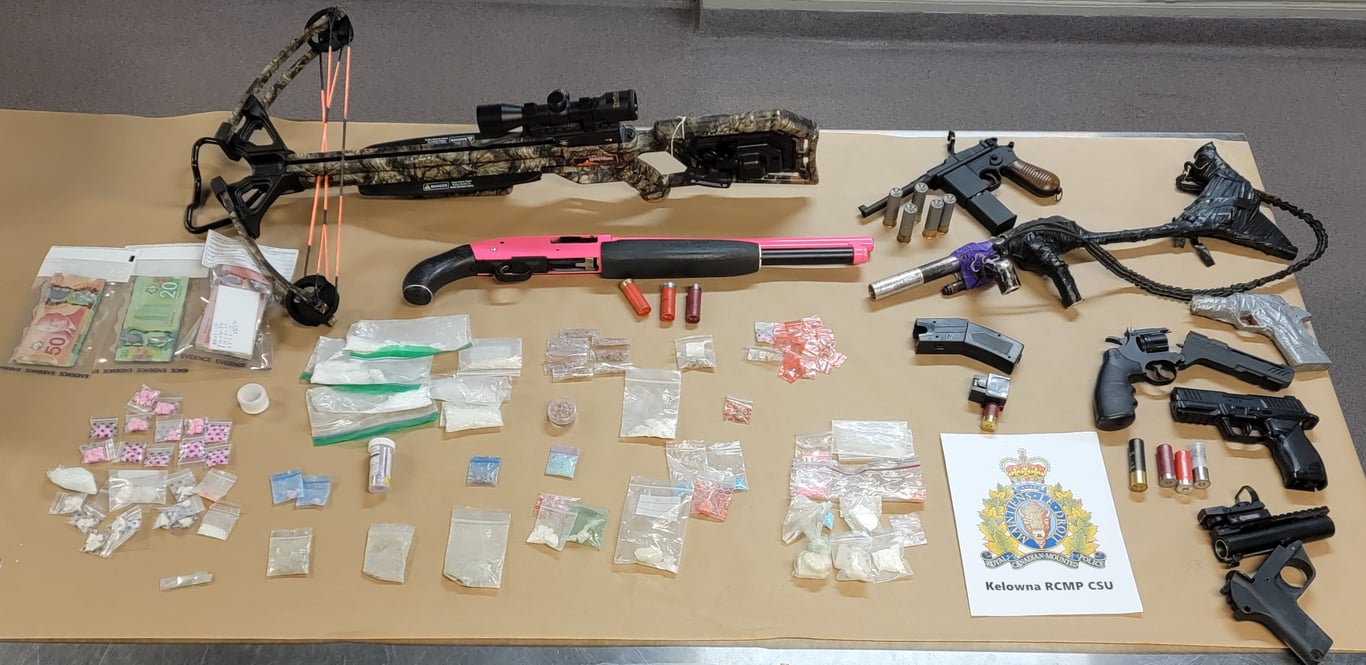 8 arrested as drugs, weapons and cash seized from Kelowna home