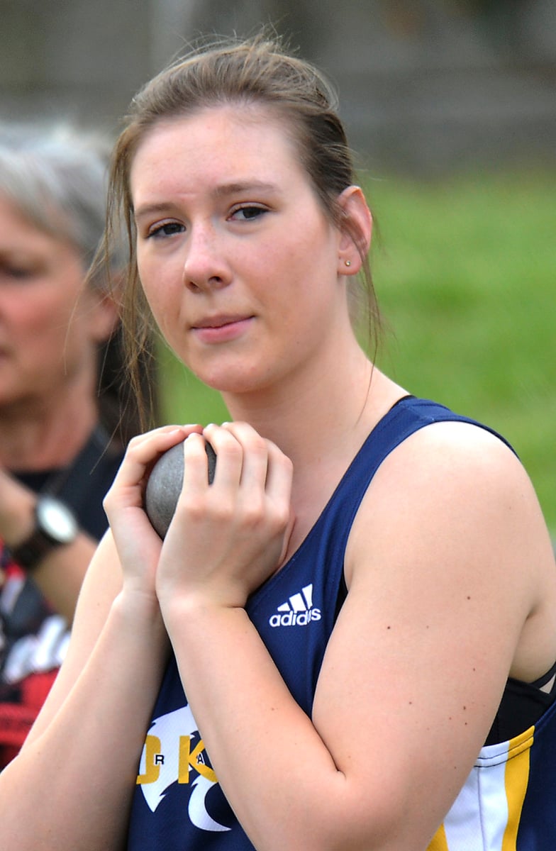 <who>Photo Credit: Lorne White/KelownaNow </who>Okanagan Mission Huskies' Kali Halvorson earned a bronze medal in the junior girls hammer throw and was fourth in both the shot put and discus.