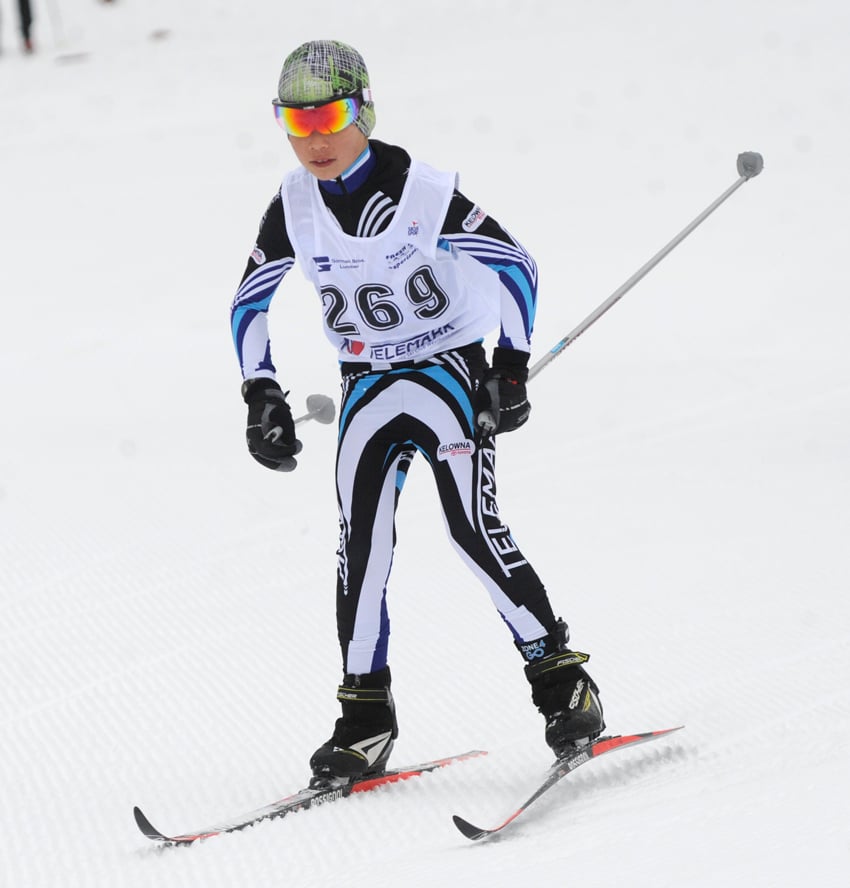 <who>Photo Credit: Lorne White/KelownaNow </who>Kai Redman of Telemark claimed a silver in the peewee boys 1 classic event and raced to fourth in the free technique.