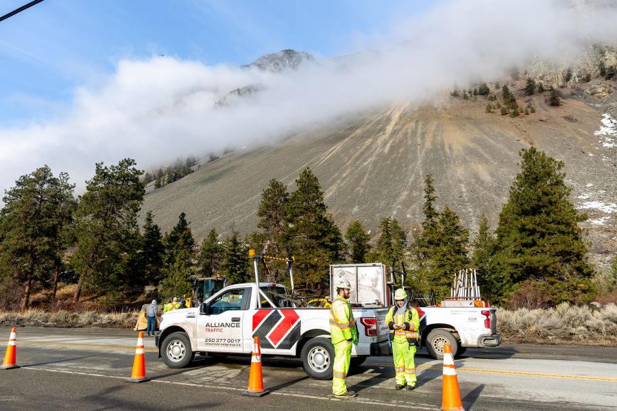 <who>Photo Credit: NowMedia/Gord Goble</who> Site of Monday's Keremeos rockslide