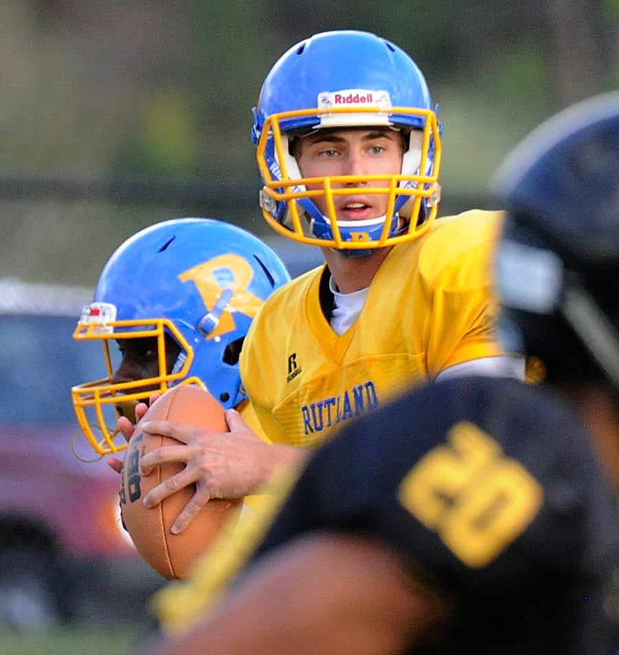 <who>Photo Credit: Lorne White/KelownaNow </who>Liam Attwood was good on 17 of 28 passes in a losing cause against South Kamloops.