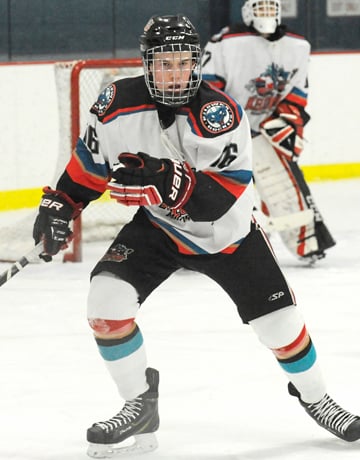 <who>Photo Credit: Lorne White/KelownaNow </who>Eli Cronquist scored a pair of goals for the midget Rockets.