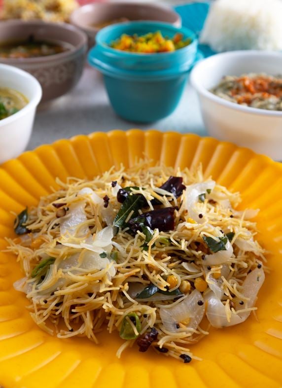 </who>Vermicelli pasta made its way from Italy to India to create vermicelli upma with mustard seeds, spices, curry leaves and red chillies.