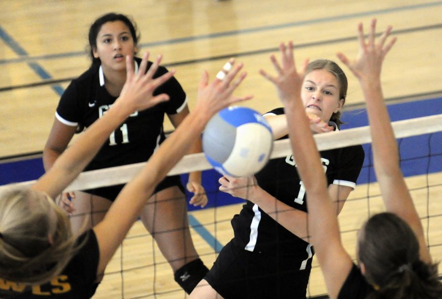 <who>Photo Credit: Lorne White/KelownaNow </who>A determined Chloe Ladd of the George Elliot Coyotes finds a hole in the KSS defence