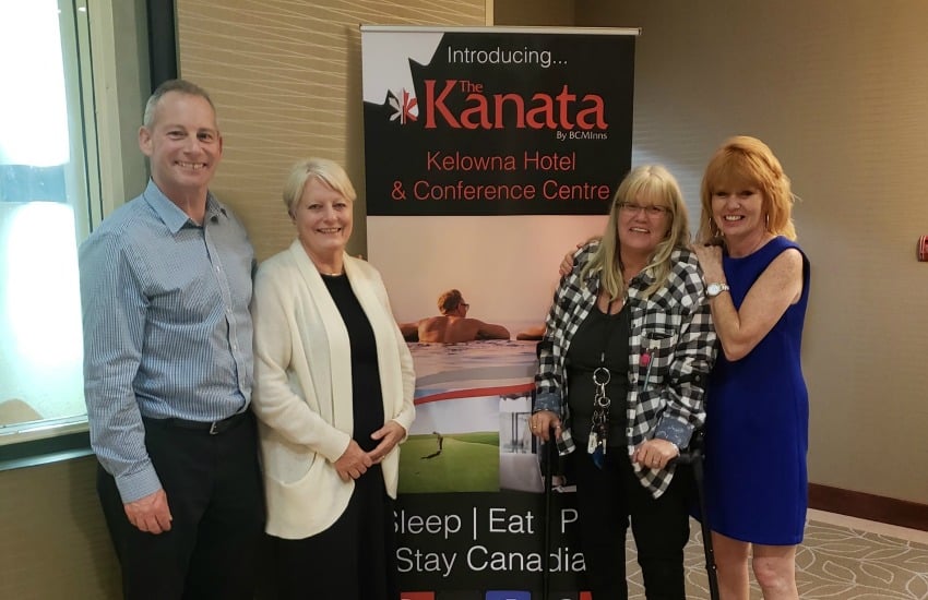 <who>Photo Credit: Contributed</who>Denise and her friend Kim at the Kanata hotel after receiving a complimentary stay after the hotel heard their story. 