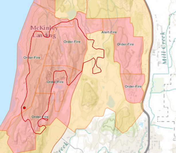 <who> Photo Credit: BCWS </who> An outline of the wildfire burning in the Clifton area as of 8 am.