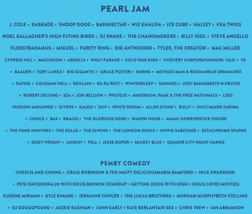 The full 2016 line-up.