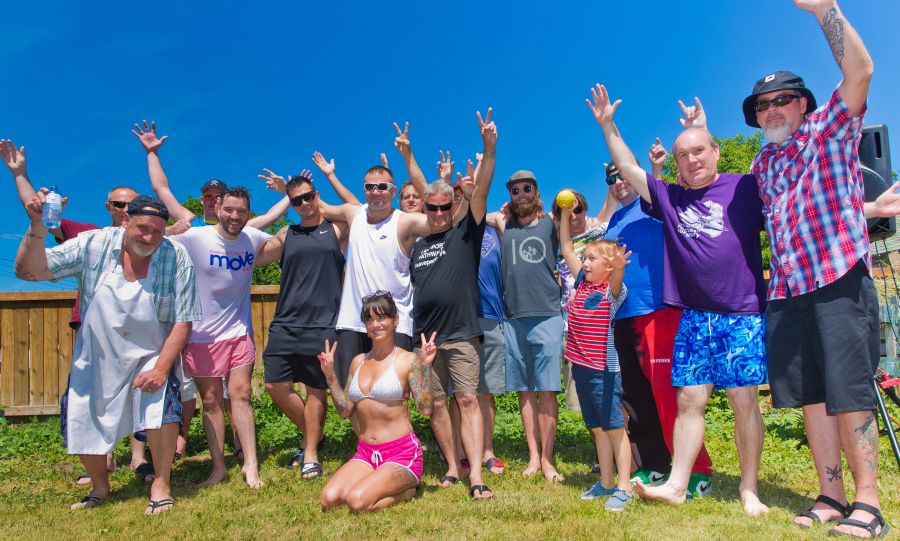 <who>Photo Credit: NowMedia/Gord Goble</who> Father's Day celebration (Jerome second from right)